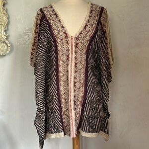 Anthropology Cecilia Prado Boho v-neck pullover poncho w/split sleeves Size M\L